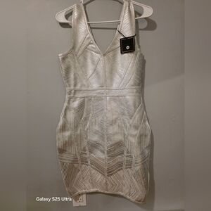 DESINGER COUTURE Elegant Silver Dress NEW